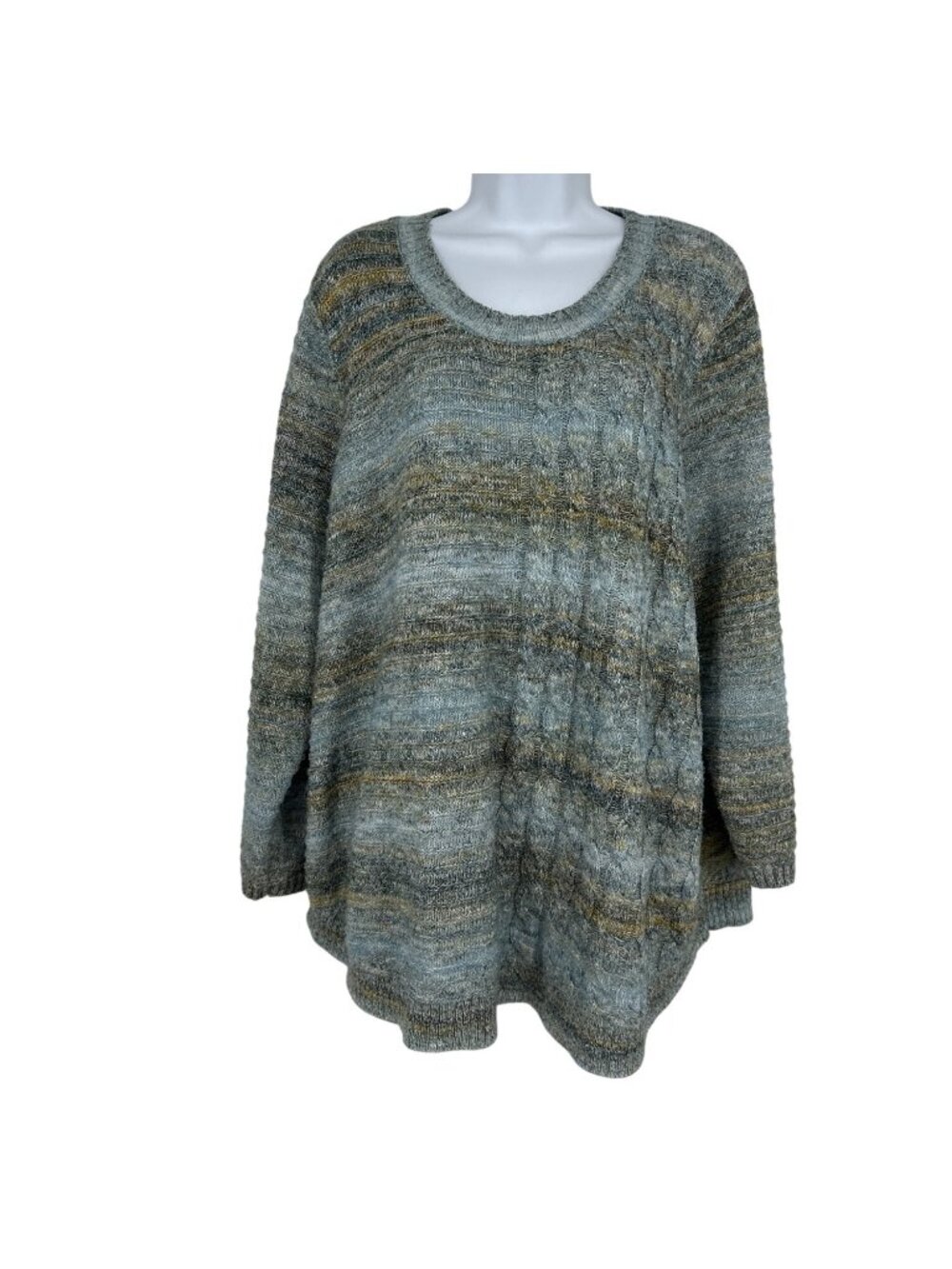 Catherines Marled Knit Pullover Long Sleeve Crew Neck‎ Sweater Textured Size 3X